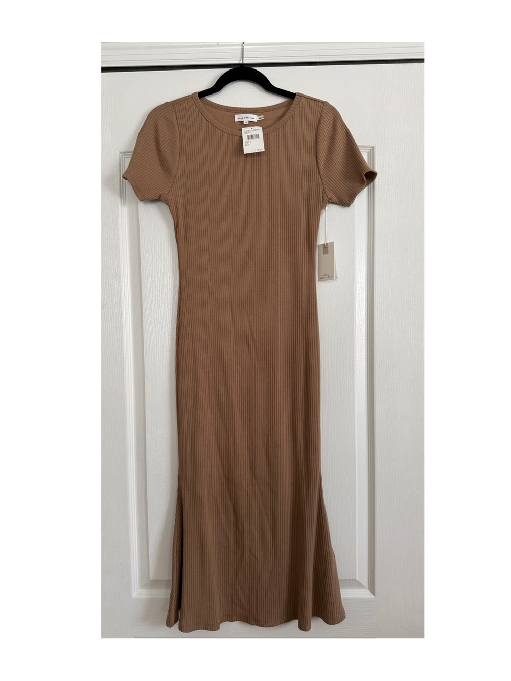 Good American Brown Ribbed Maxi Dress